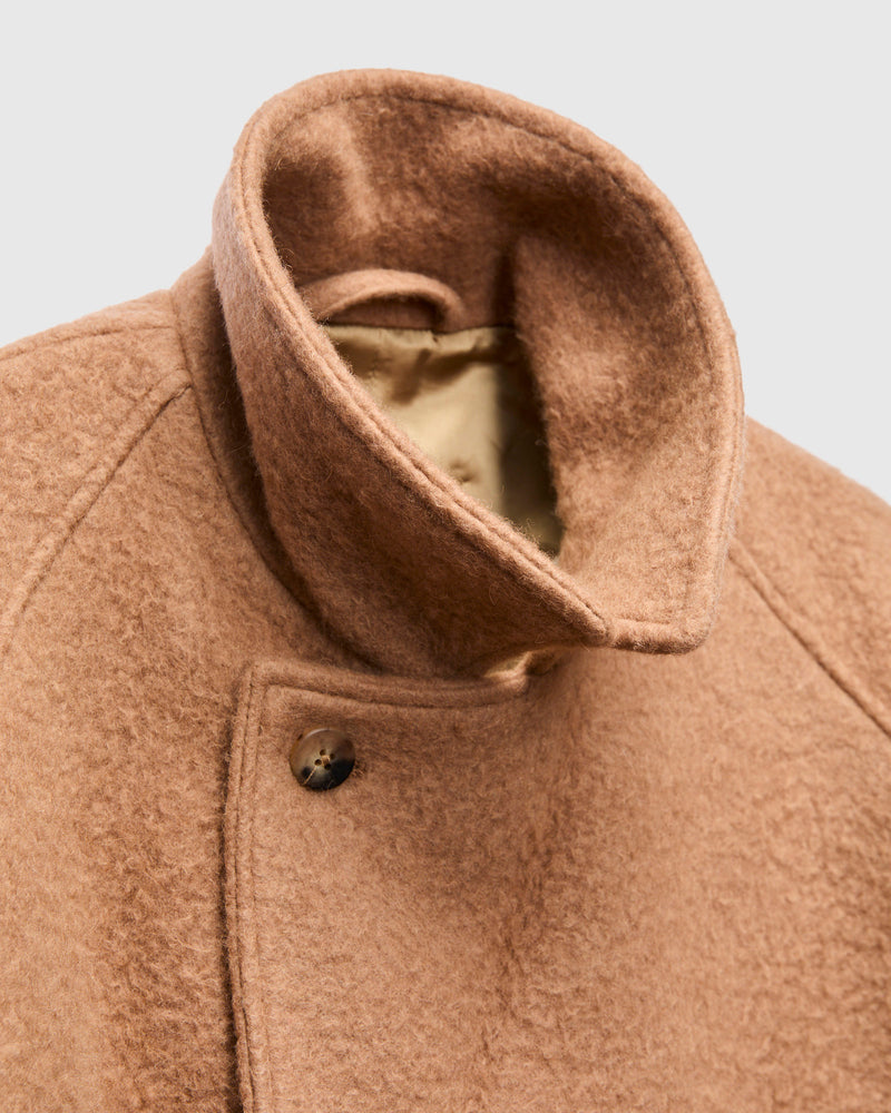 Grandad Coat in Wool Camel Ratine Cloth
