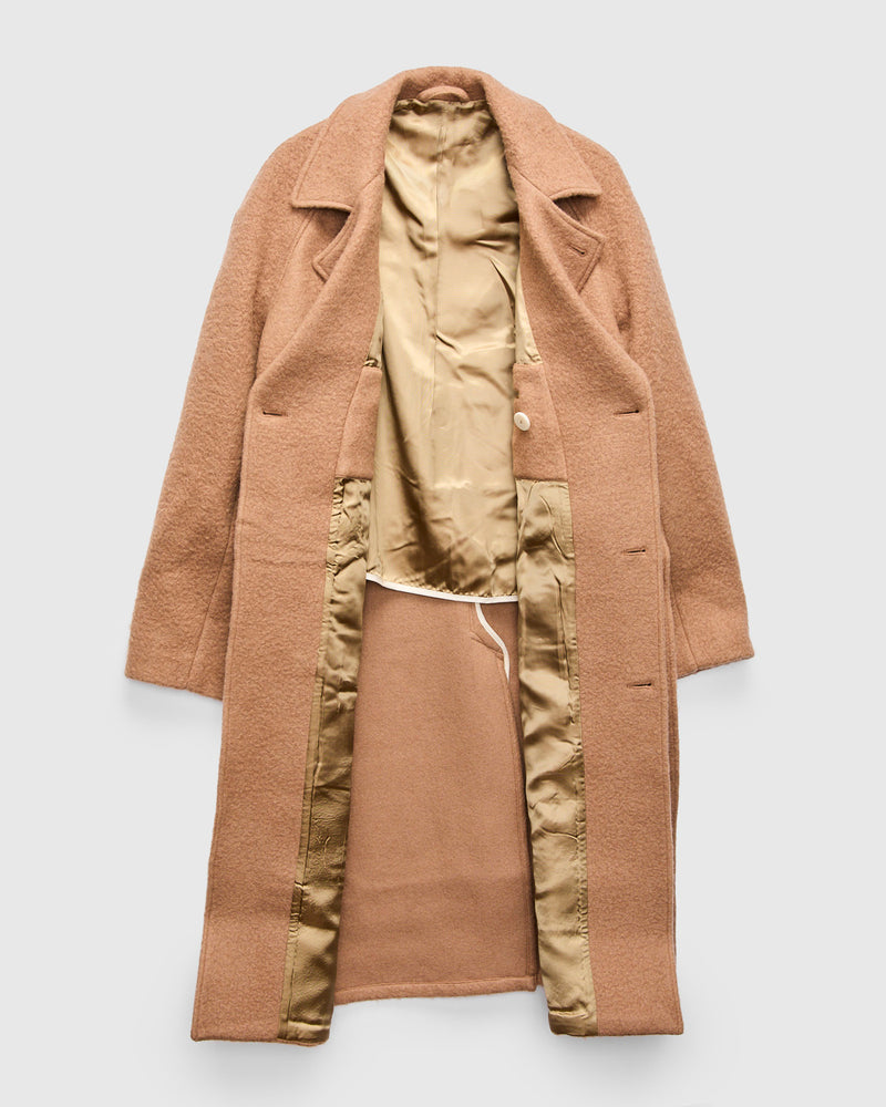 Grandad Coat in Wool Camel Ratine Cloth