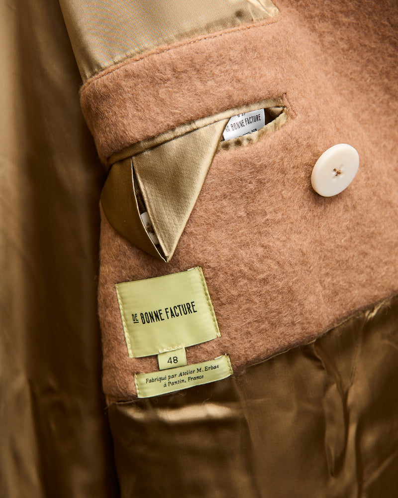 Grandad Coat in Wool Camel Ratine Cloth