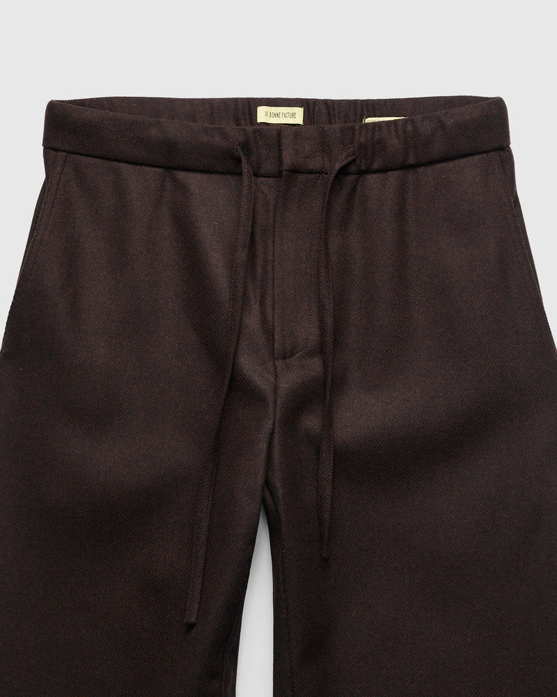 Lounge Trousers in Brown Merino Lambswool Twill