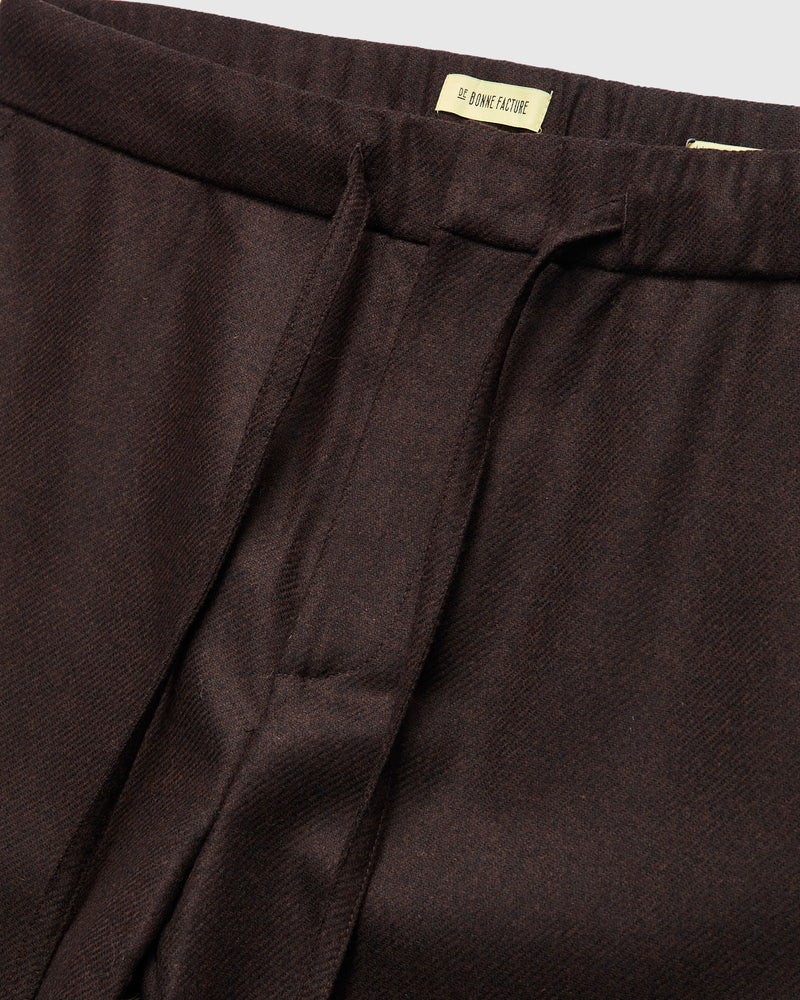 Lounge Trousers in Brown Merino Lambswool Twill