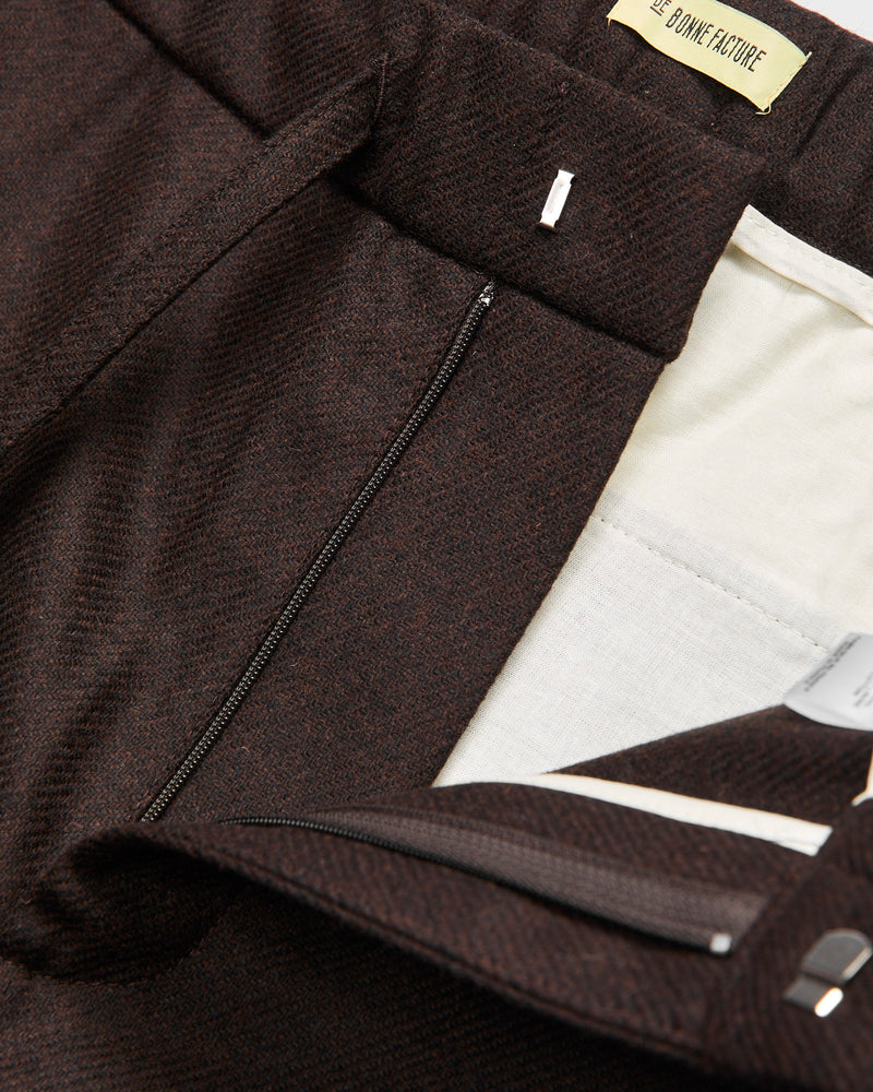 Lounge Trousers in Brown Merino Lambswool Twill