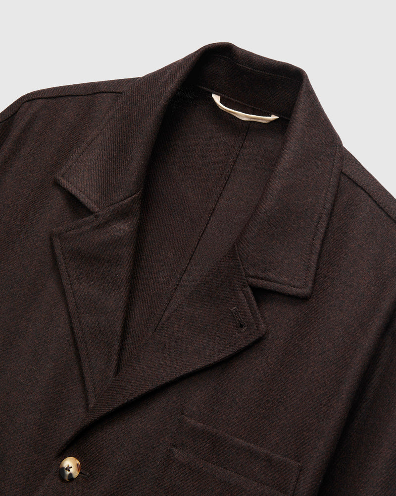 Traveler Jacket in Bark Brown Merino Lambswool Twill
