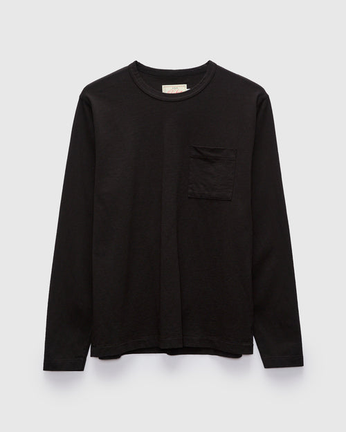 Heavy Duty Long Sleeve Pocket Tee in Black