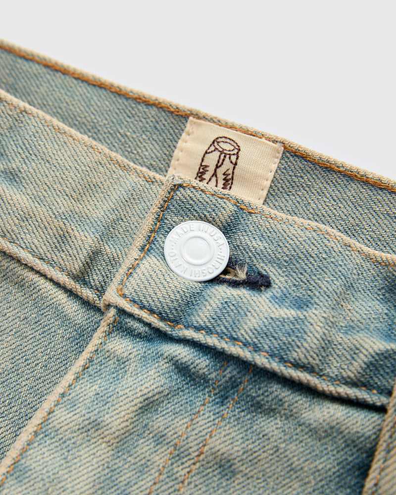 "Charlie" 14oz Washed Indigo Stretch Selvedge Denim - Hammer Straight