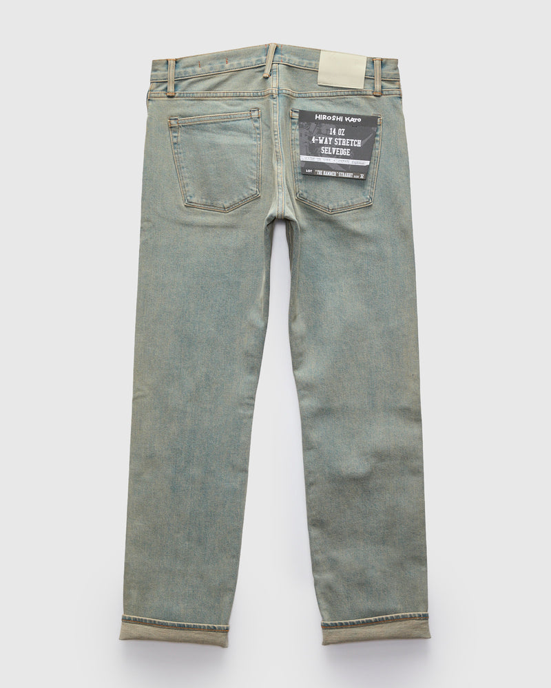 "Charlie" 14oz Washed Indigo Stretch Selvedge Denim - Hammer Straight