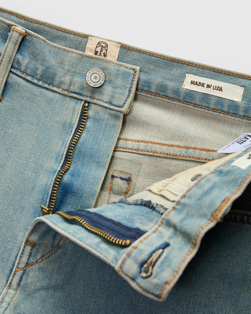 "Sven" 10.5oz Washed Indigo Stretch Selvedge Denim - Pen Slim
