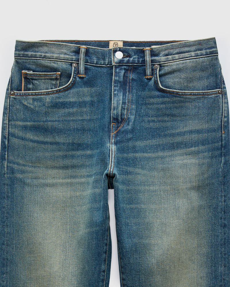 "Tom" 14oz Washed Indigo Stretch Selvedge Denim - Pail Loose Straight