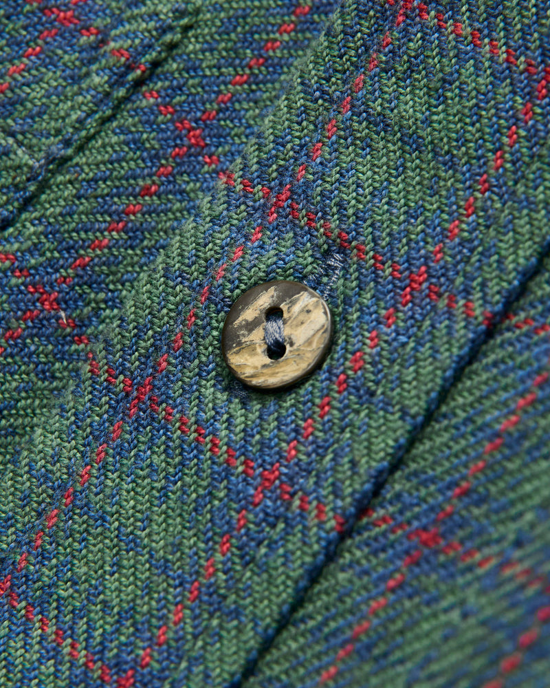 Handwoven Mini Check Rios Workshirt in Grass Indigo Madder Root Dye