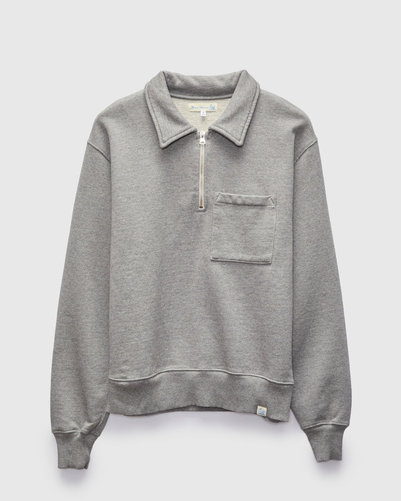 Authentic Fleece Half-Zip Sweatshirt in Grey Melange