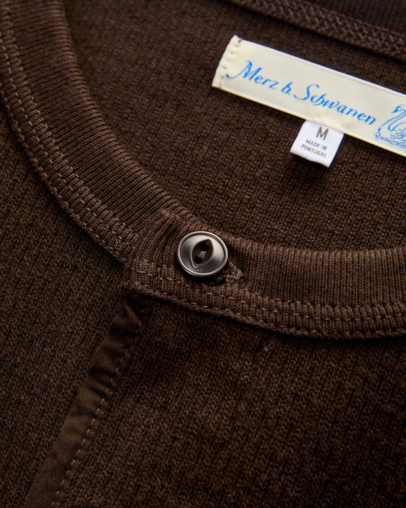 Diamond Thermal Long Sleeve Henley in Espresso