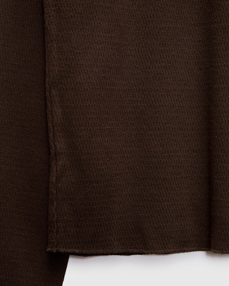 Diamond Thermal Long Sleeve Henley in Espresso