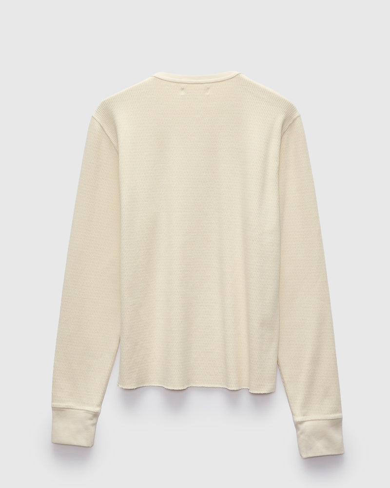 Diamond Thermal Long Sleeve Henley in Natural