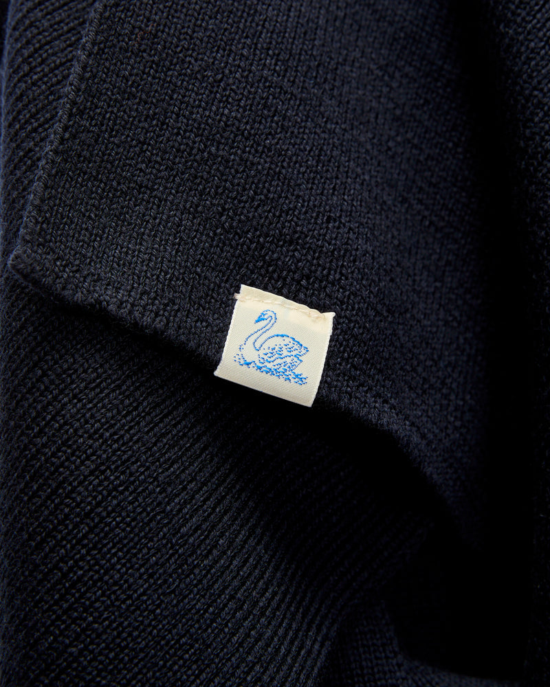 Merino Wool Classic Ribbed Scarf in Dark Navy