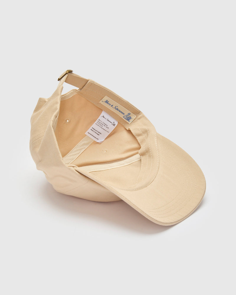 Swan Logo Cotton Twill Cap in Light Khaki Deep Blue