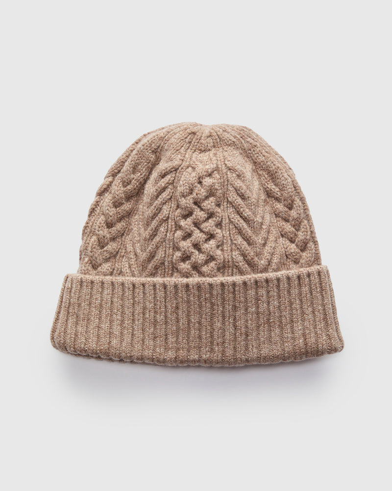 Aran Beanie in Beige