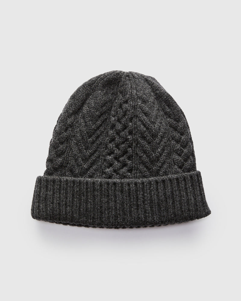 Aran Beanie in Charcoal Grey