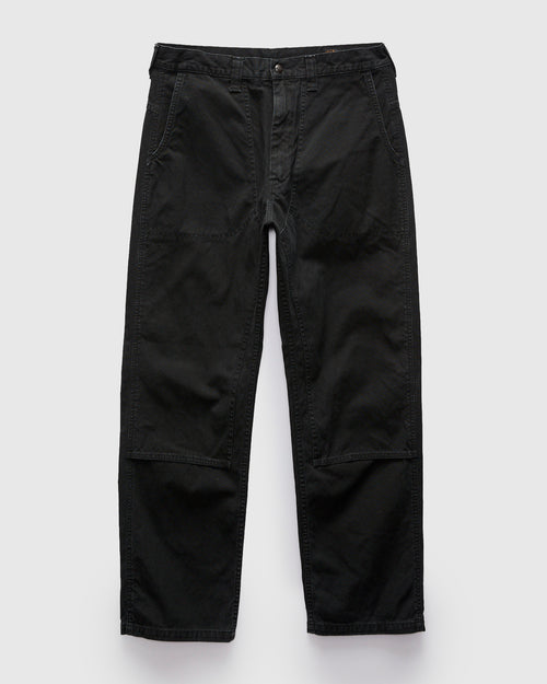 Double Knee Canvas Work Trousers in Black