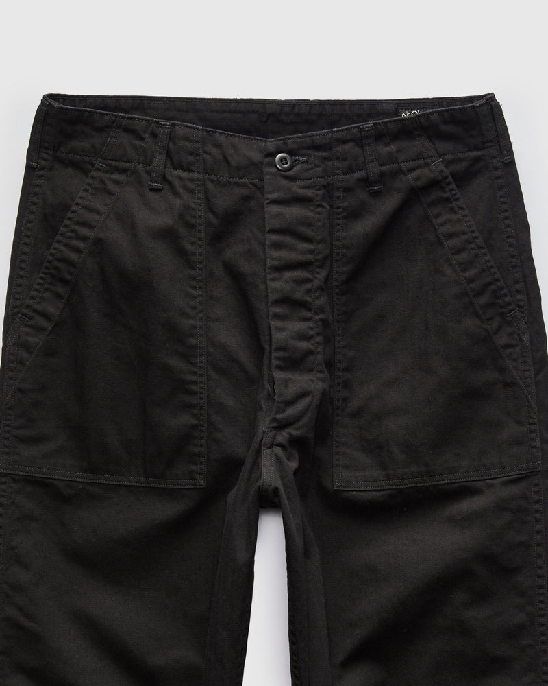 Vintage Fit Herringbone Fatigue Pants in Black