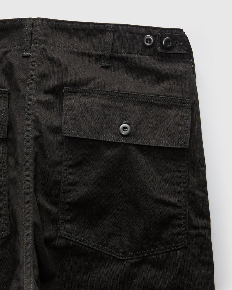 Vintage Fit Herringbone Fatigue Pants in Black