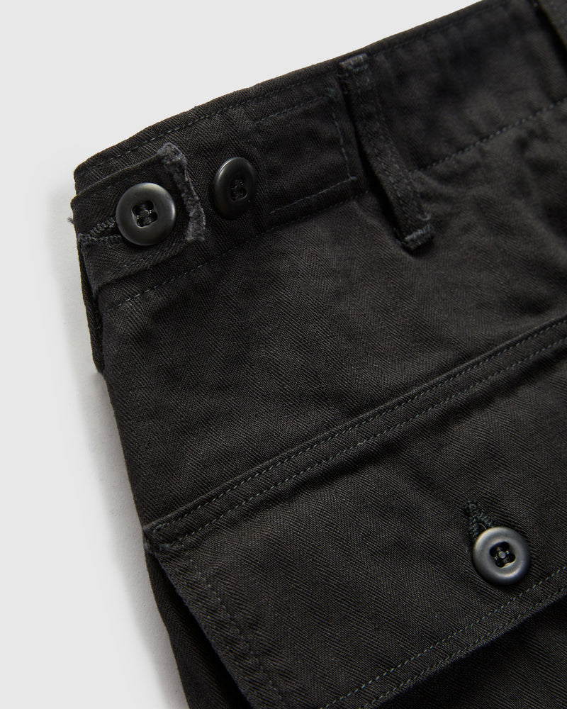 Vintage Fit Herringbone Fatigue Pants in Black