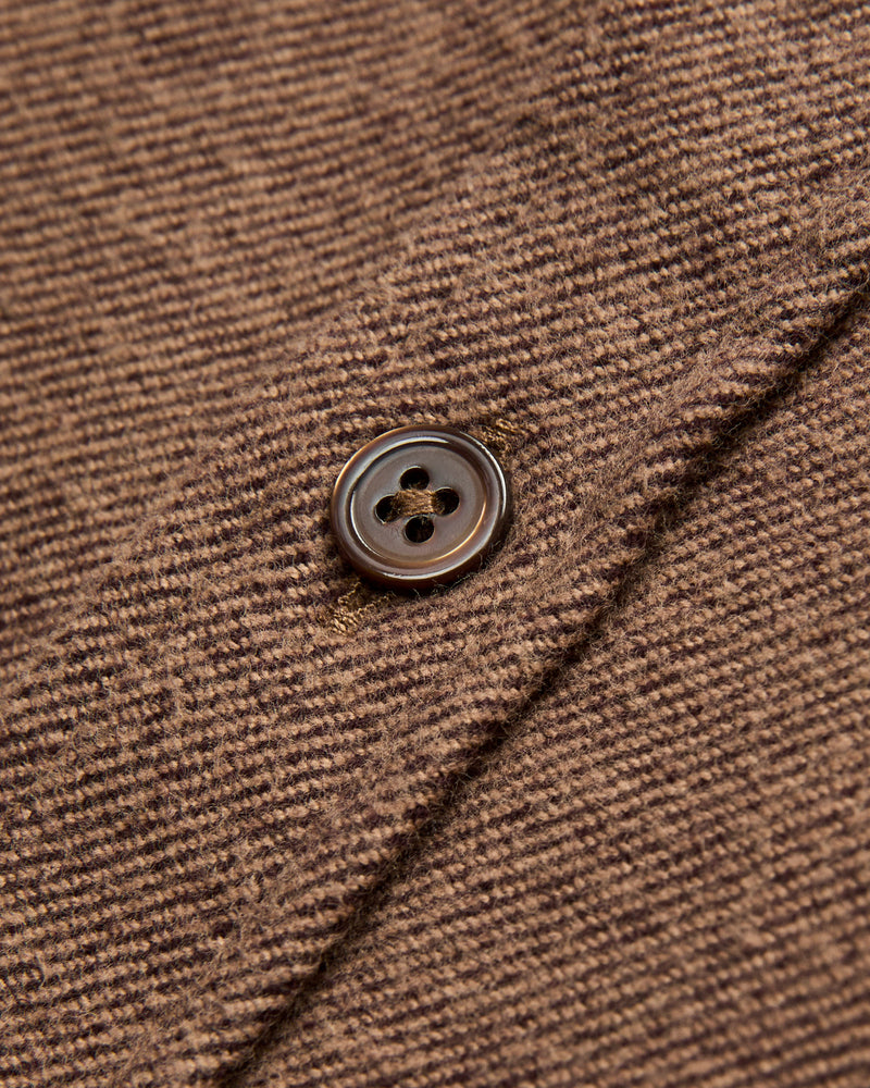 Embroidery Flannel Button-Up Shirt in Almond
