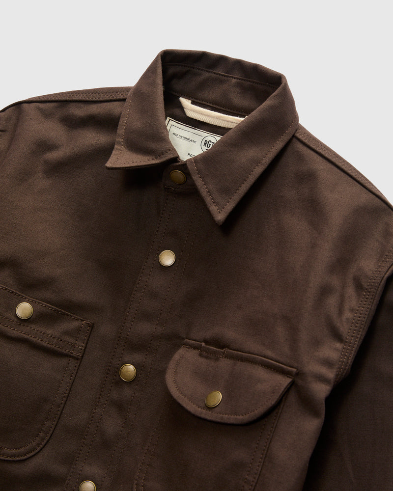 Canvas Selvedge Work Shirt in Dyed Brown