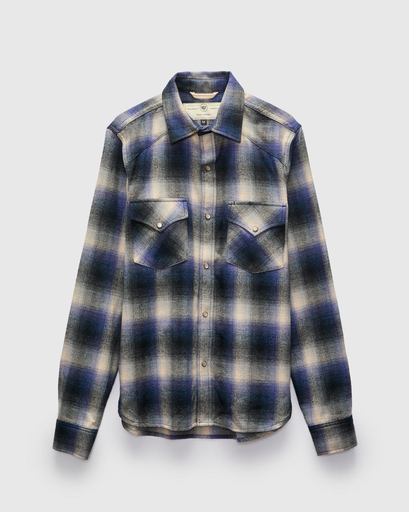 Western Shirt in Bluebell Brushed Plaid
