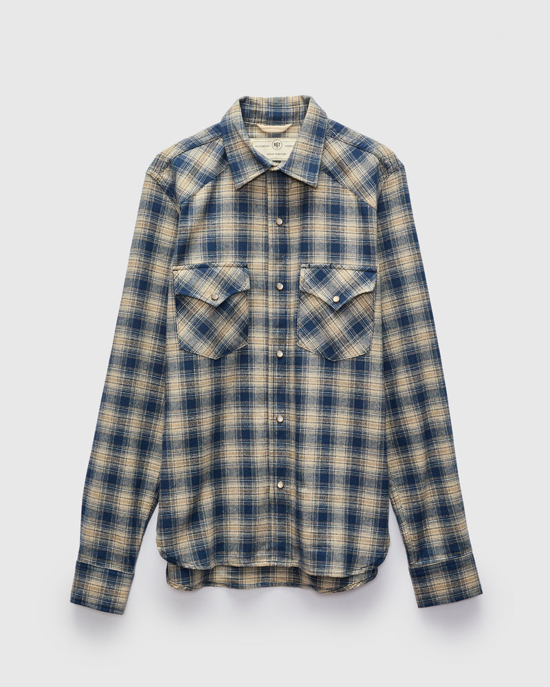 Western Shirt in Navy Plaid