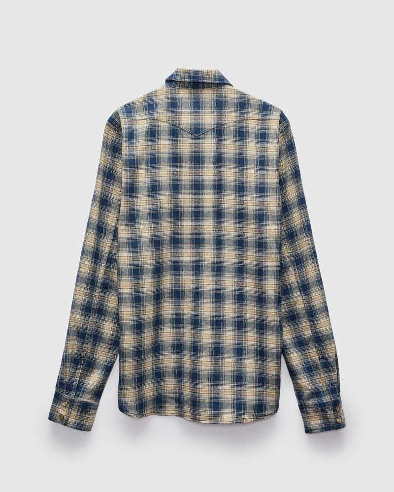 Western Shirt in Navy Plaid