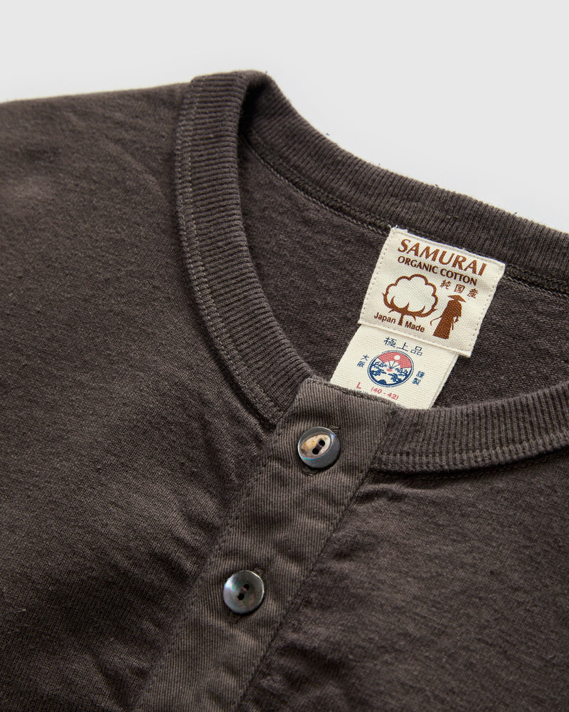 "Samurai Cotton Project" Henley Shirt in Kuromame