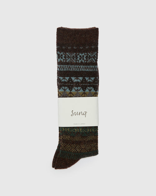 Light Shade Isle Crew Sock in Charcoal