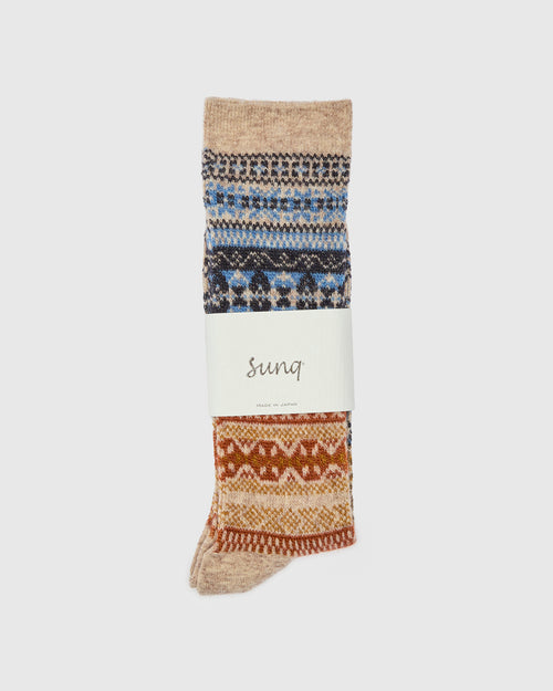Light Shade Isle Crew Sock in Taupe