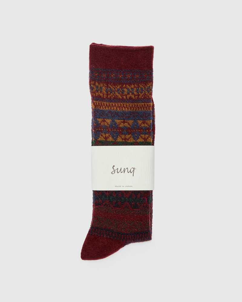 Light Shade Isle Crew Sock in Wine