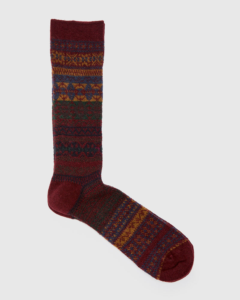 Light Shade Isle Crew Sock in Wine