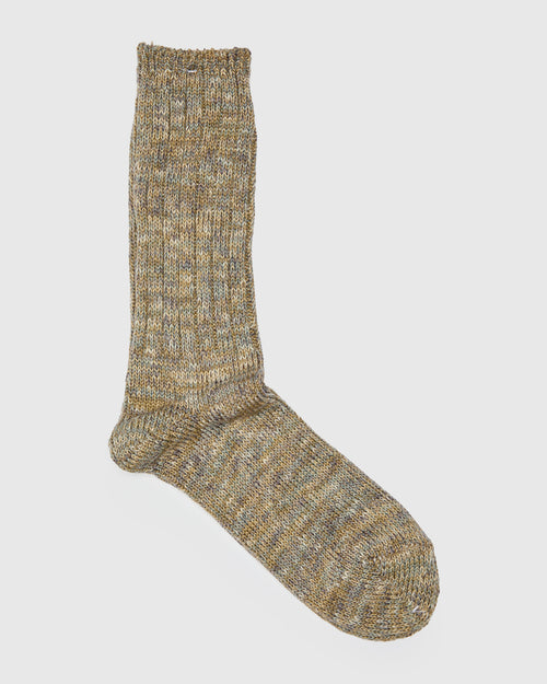 Mix Rug Yarn Crew Sock in Khaki