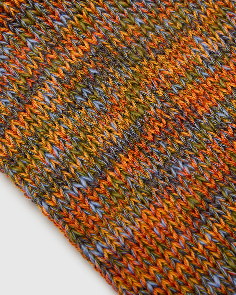 Mix Rug Yarn Crew Sock in Orange