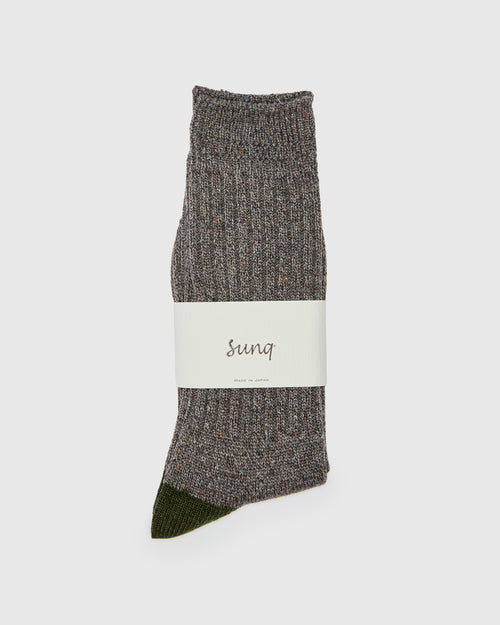 Port Tweed Crew Sock in Grey