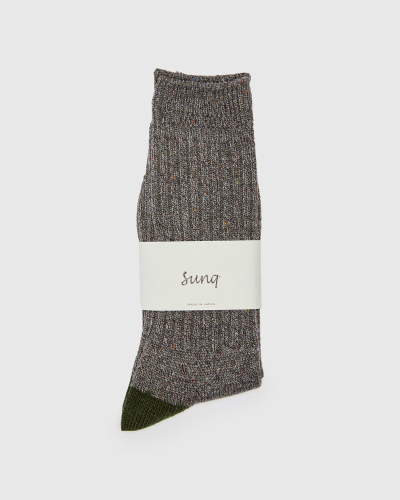 Port Tweed Crew Sock in Grey