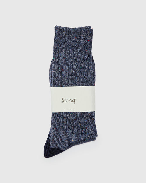 Port Tweed Crew Sock in Indigo