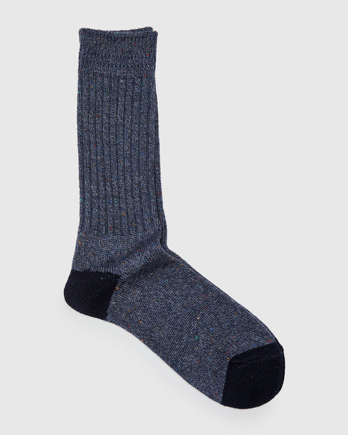 Port Tweed Crew Sock in Indigo