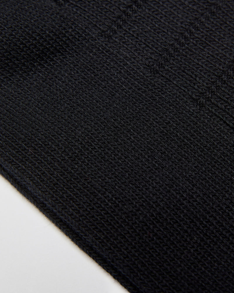 Stitched Rib Crew Sock in Black