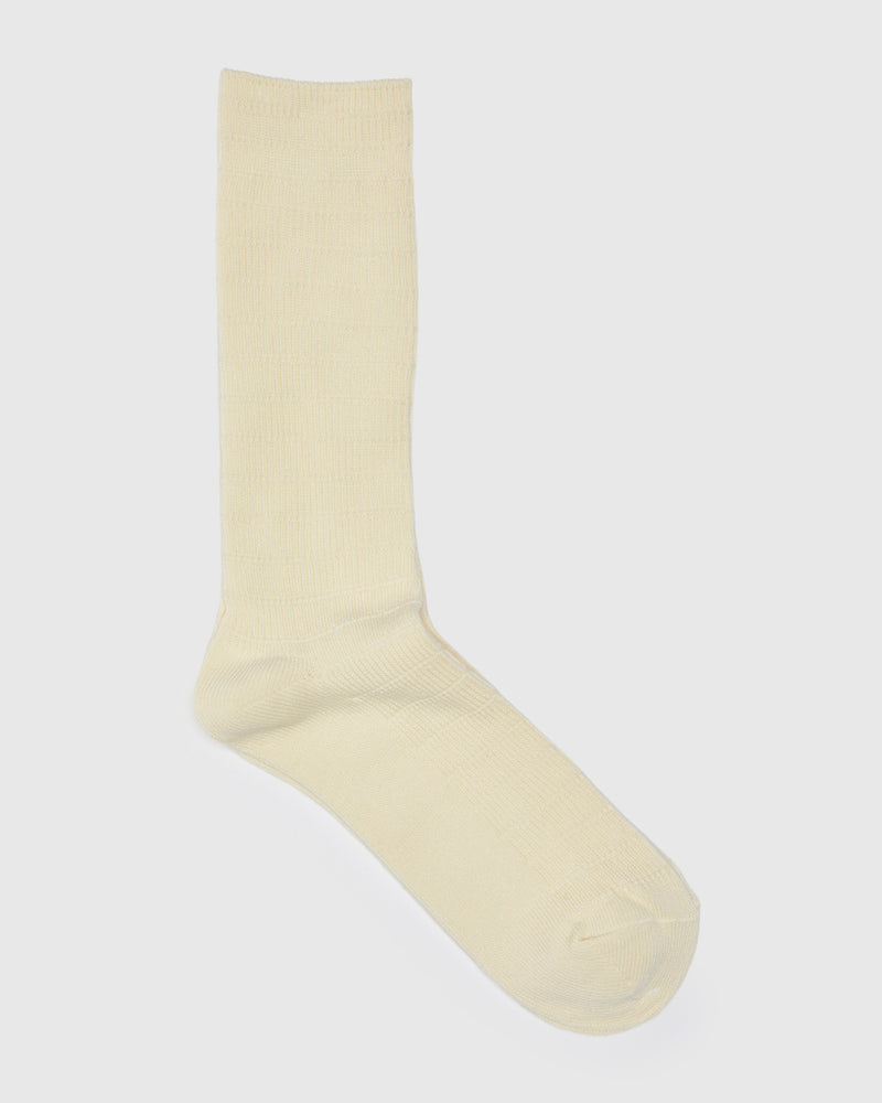Stitched Rib Crew Sock in Off White