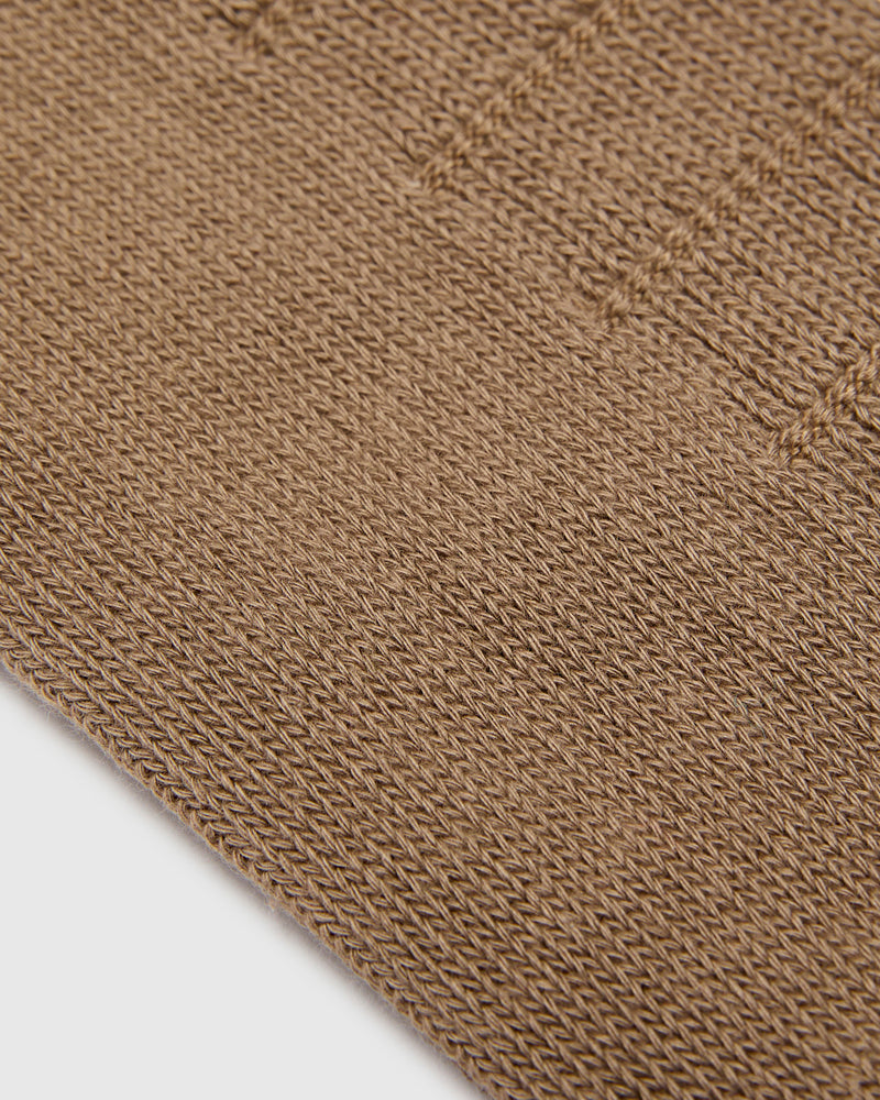 Stitched Rib Crew Sock in Taupe