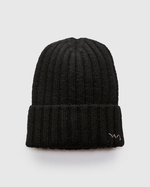 Wool Knit Cap in Black