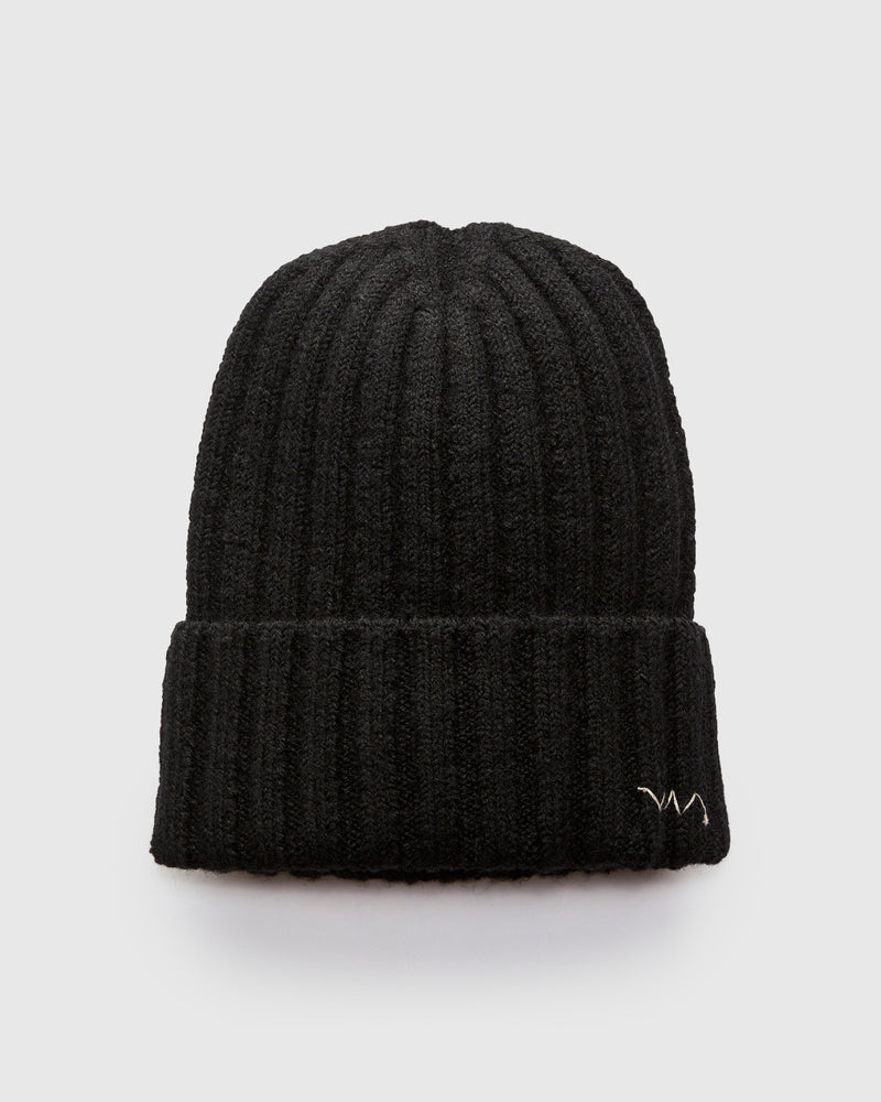 Wool Knit Cap in Black