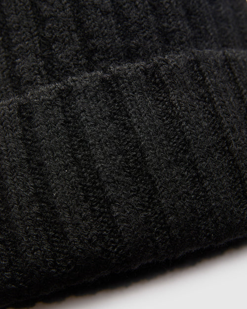 Wool Knit Cap in Black