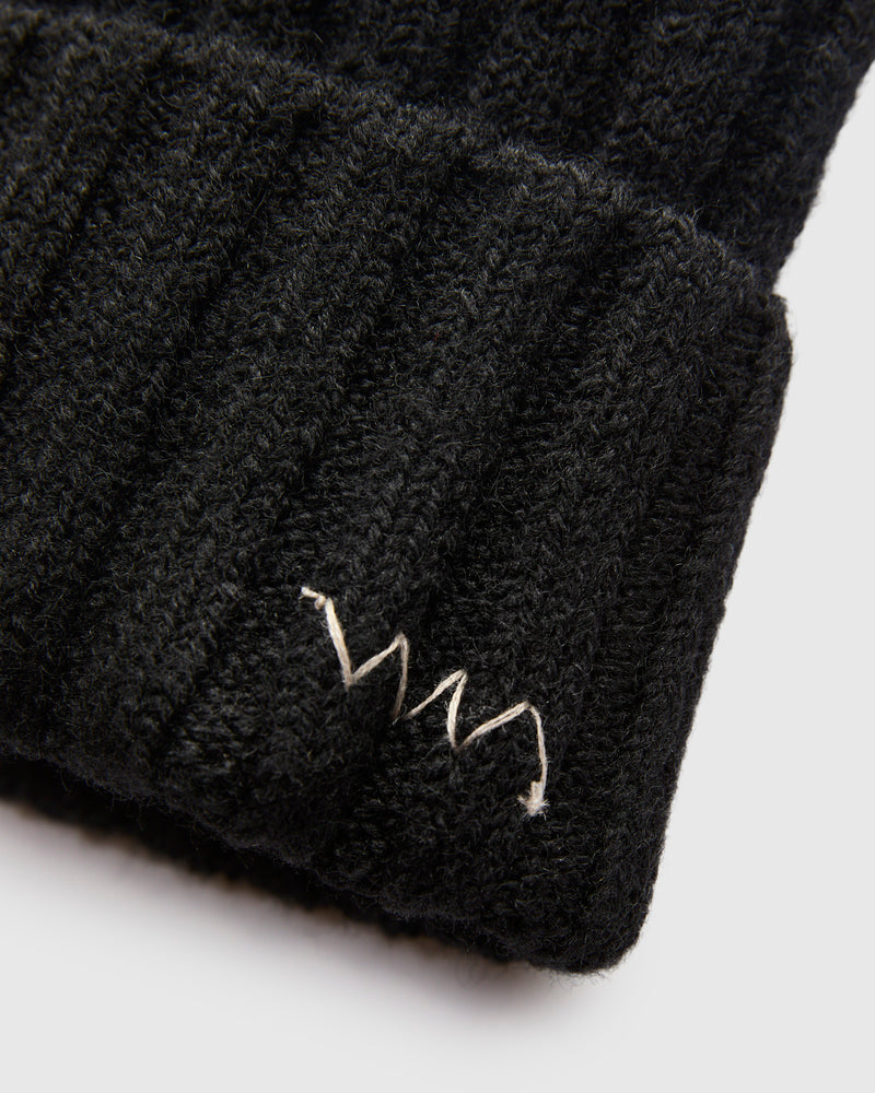 Wool Knit Cap in Black