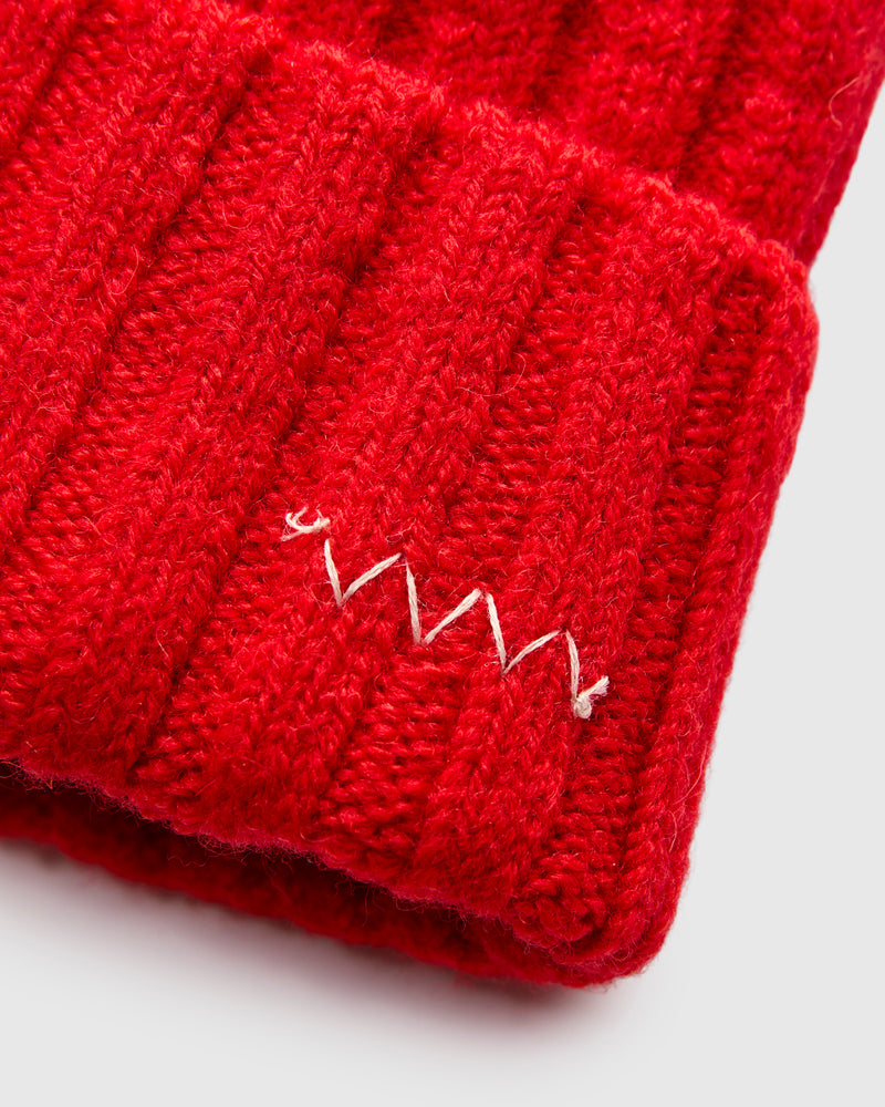 Wool Knit Cap in Red