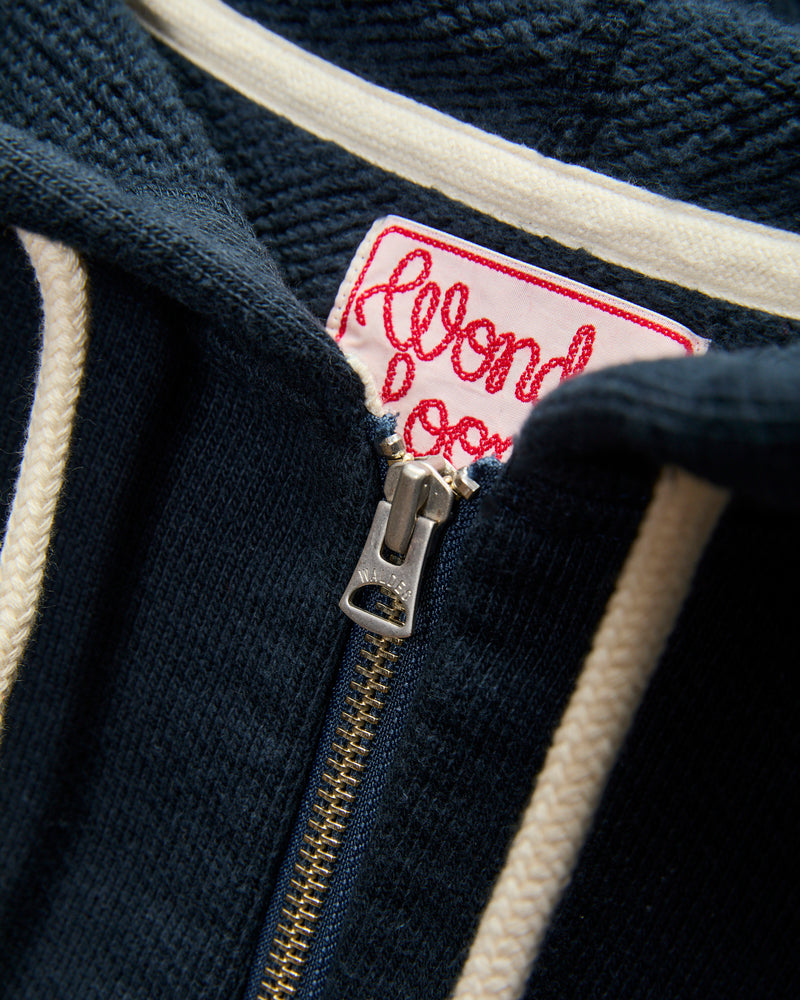 Double Heavyweight French Terry 25.8oz Zip Hoodie in Navy